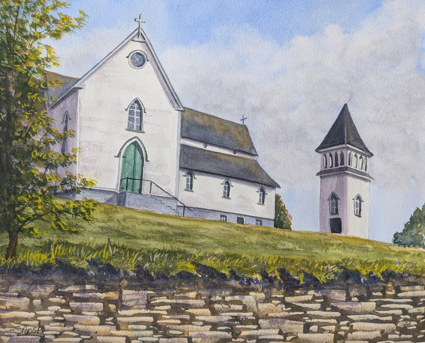 Church in Brigus, Newfoundland (watercolour painting)