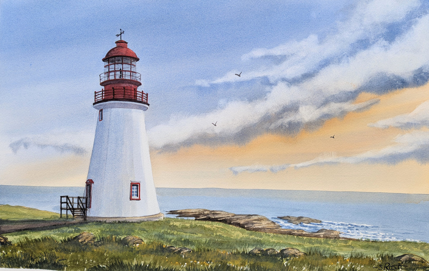Point Riche Lighthouse, Newfoundland (watercolour)