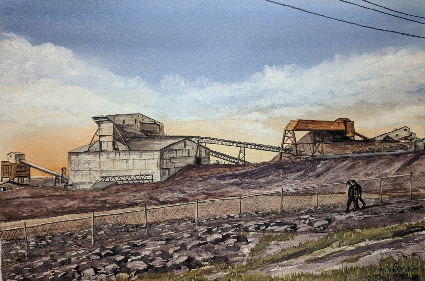 Early Shift, Bell Island Mines, Newfoundland (watercolor)