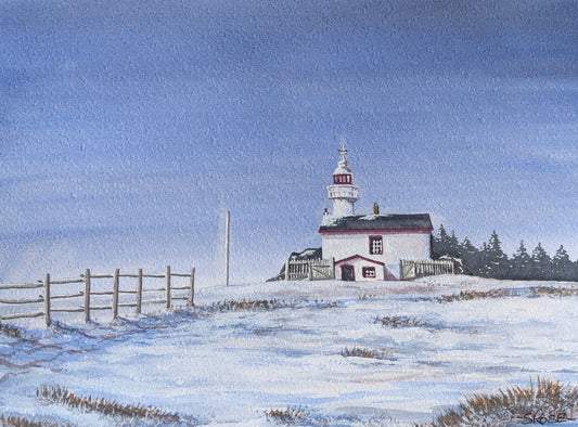 Lobster Head Cove Lighthouse, Rocky Harbour, Newfoundland (watercolour painting)