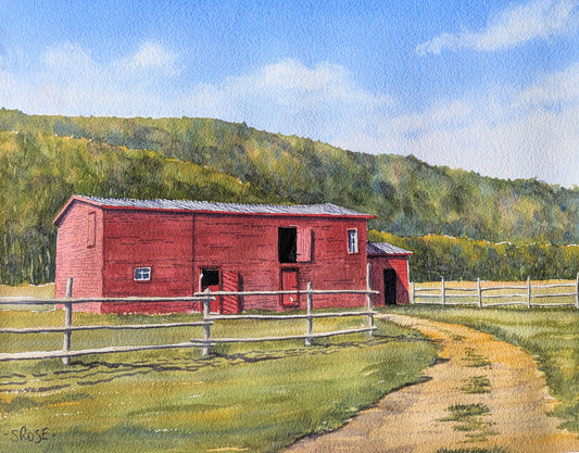Red Barn, Newfoundland (watercolour painting)
