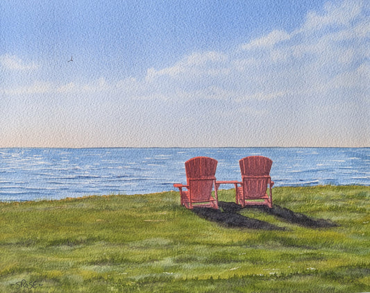 Peaceful Ocean, Newfoundland (watercolour painting)