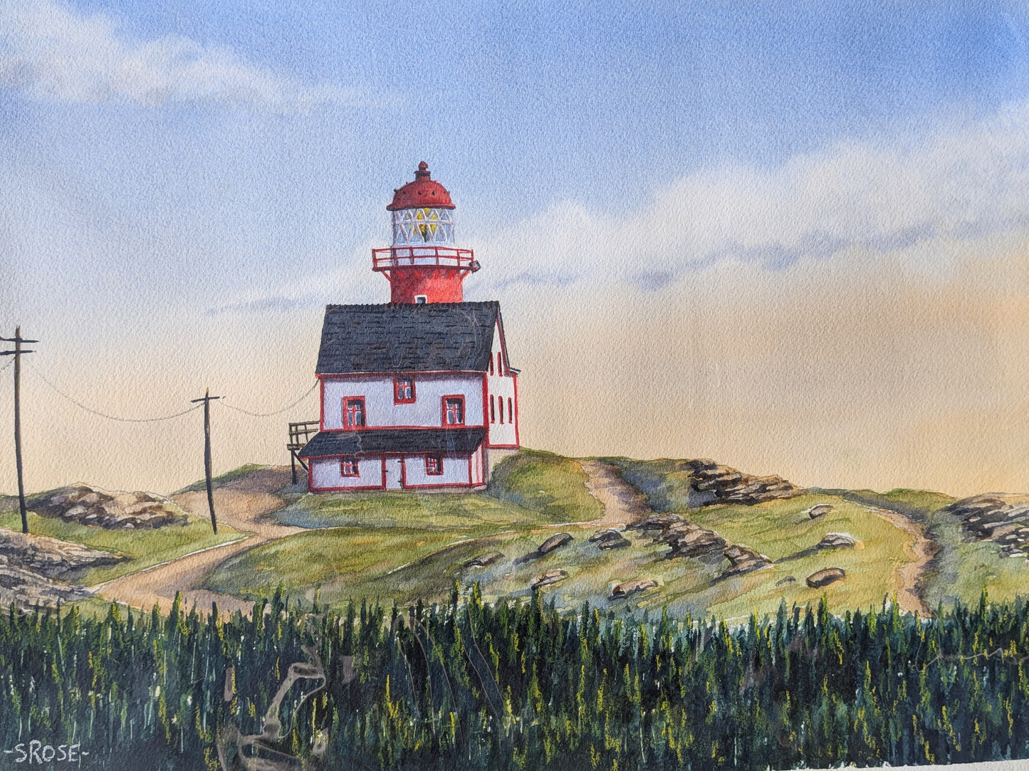 Ferryland Lighthouse, Newfoundland (watercolour painting)