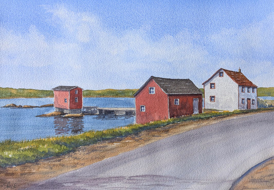 Dwyer Premises, Tilting, Fogo Island (watercolour painting)