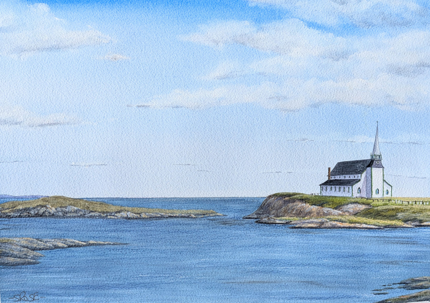 Church in Newtown, Newfoundland (watercolour painting)