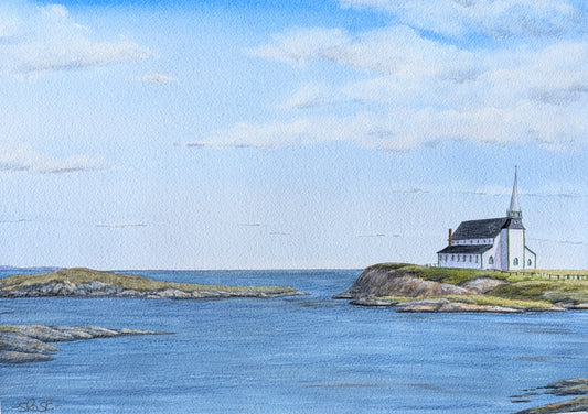 Church in Newtown, Newfoundland (watercolour painting)