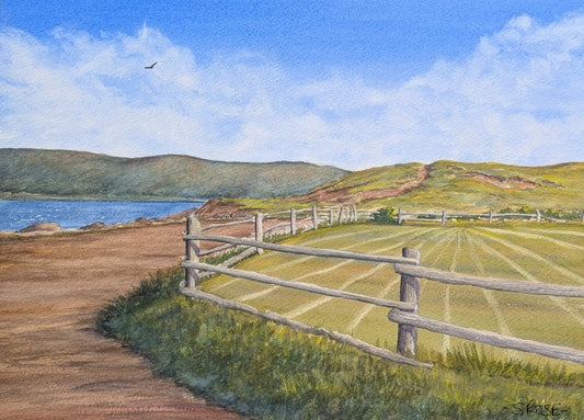 Fence in Summer (original watercolor painting)